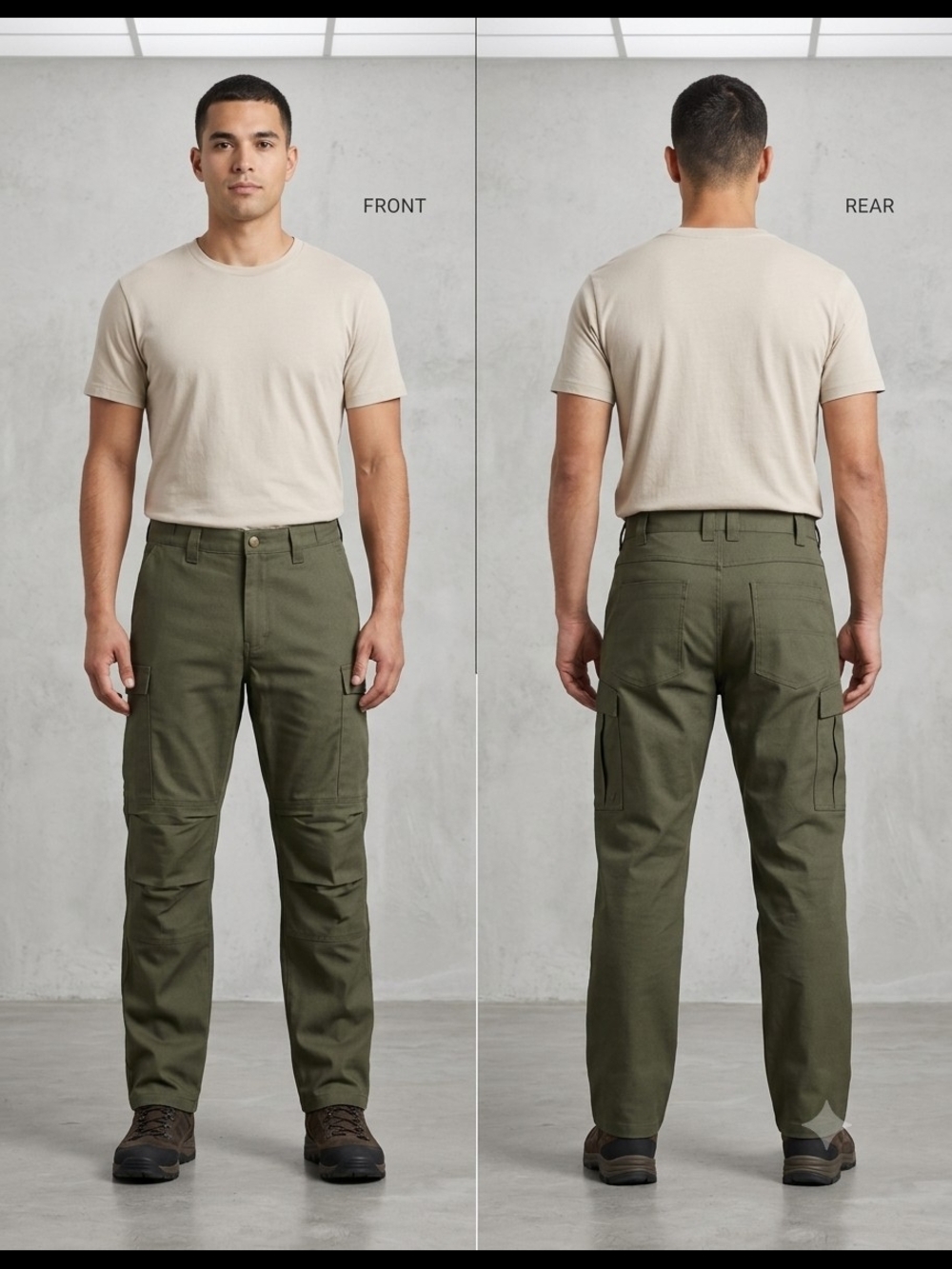 Vertx Green Ripstop Cargo Pants Men’s 34" Waist Regular Fit Straight Leg